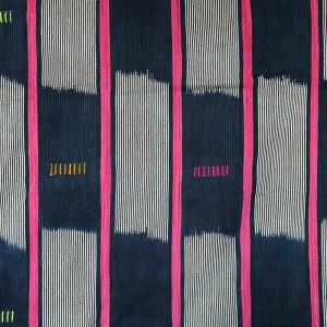 Baule Indigo ikat strip-weave cotton fabric
