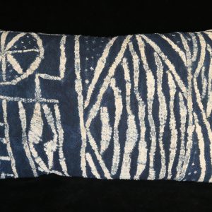 Vintage Indigo Resist-dye "Ndop" Cloth Pillow from Cameroon