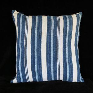 Vintage Indigo Strip-weave Baule Cloth Pillow