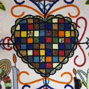 "Erzulie Dantor" Beaded Vodou Flag