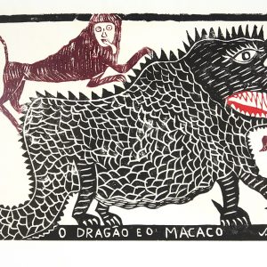 O Dragao Eo Macaco (The Dragon and the Monkey) - vintage woodcut print