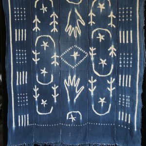 Indigo resist-dyed strip-weave cotton cloth