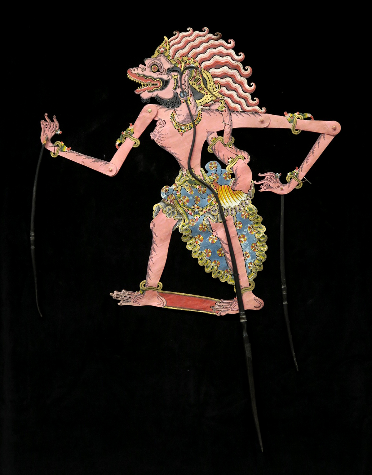 "Buta (Ogre) Rambut Geni" Antique "Wayang Kulit" Javanese Shadow Puppet