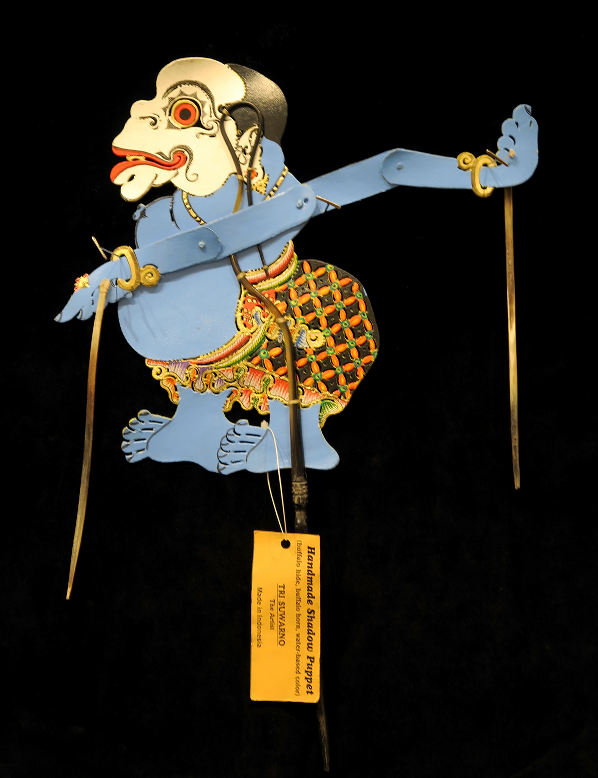 "Bagong" Clown ("Relax man") "Wayang Kulit" Javanese Shadow Puppet by Tri Suwarno