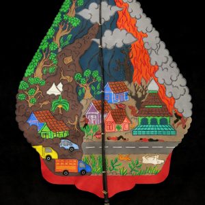 Eruption of Mt. Merapi Volcano "Kayon" - "Wayang Kulit" Javanese Shadow Puppet by Tri Suwarno