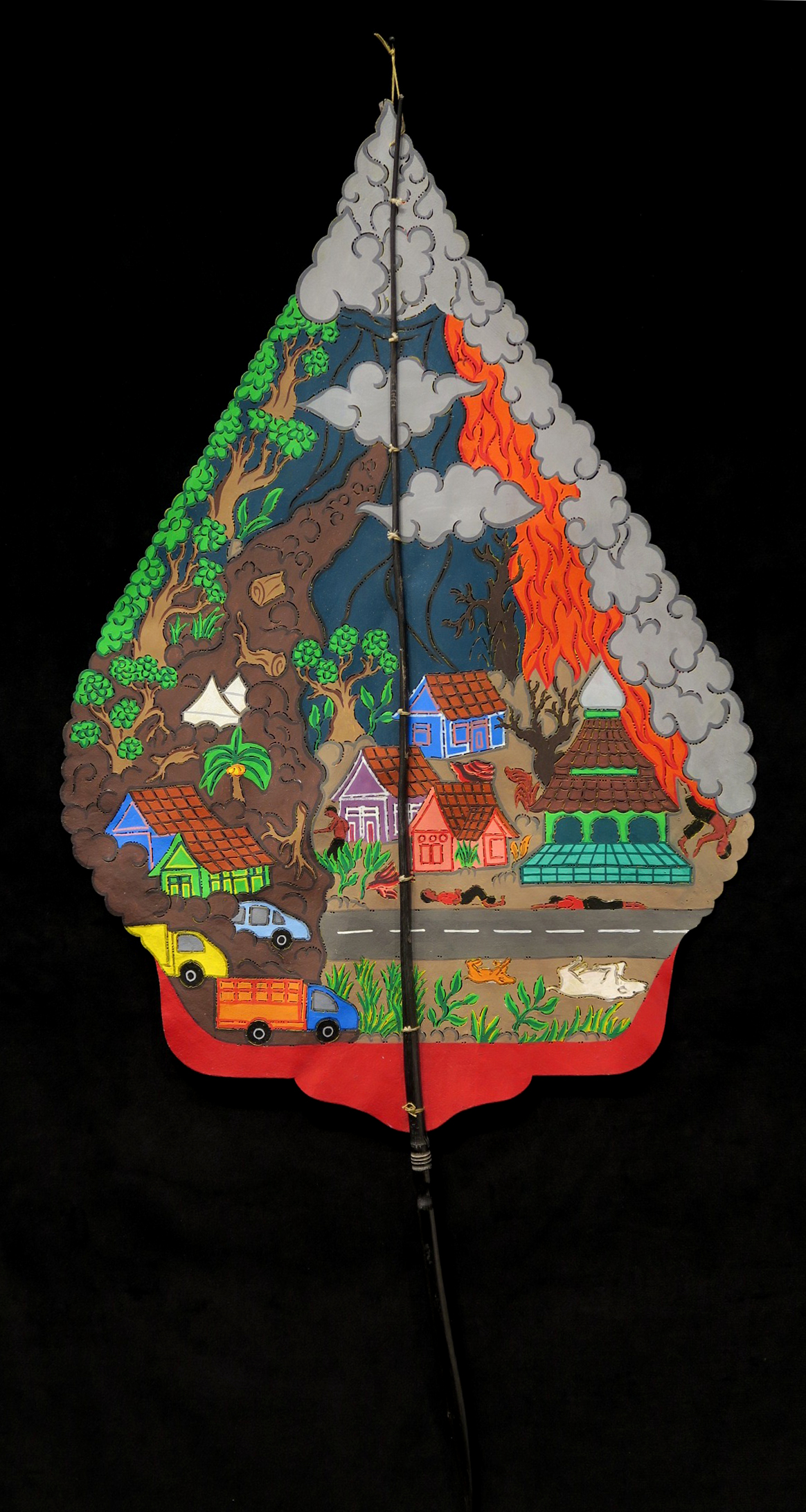 Eruption of Mt. Merapi Volcano "Kayon" - "Wayang Kulit" Javanese Shadow Puppet by Tri Suwarno