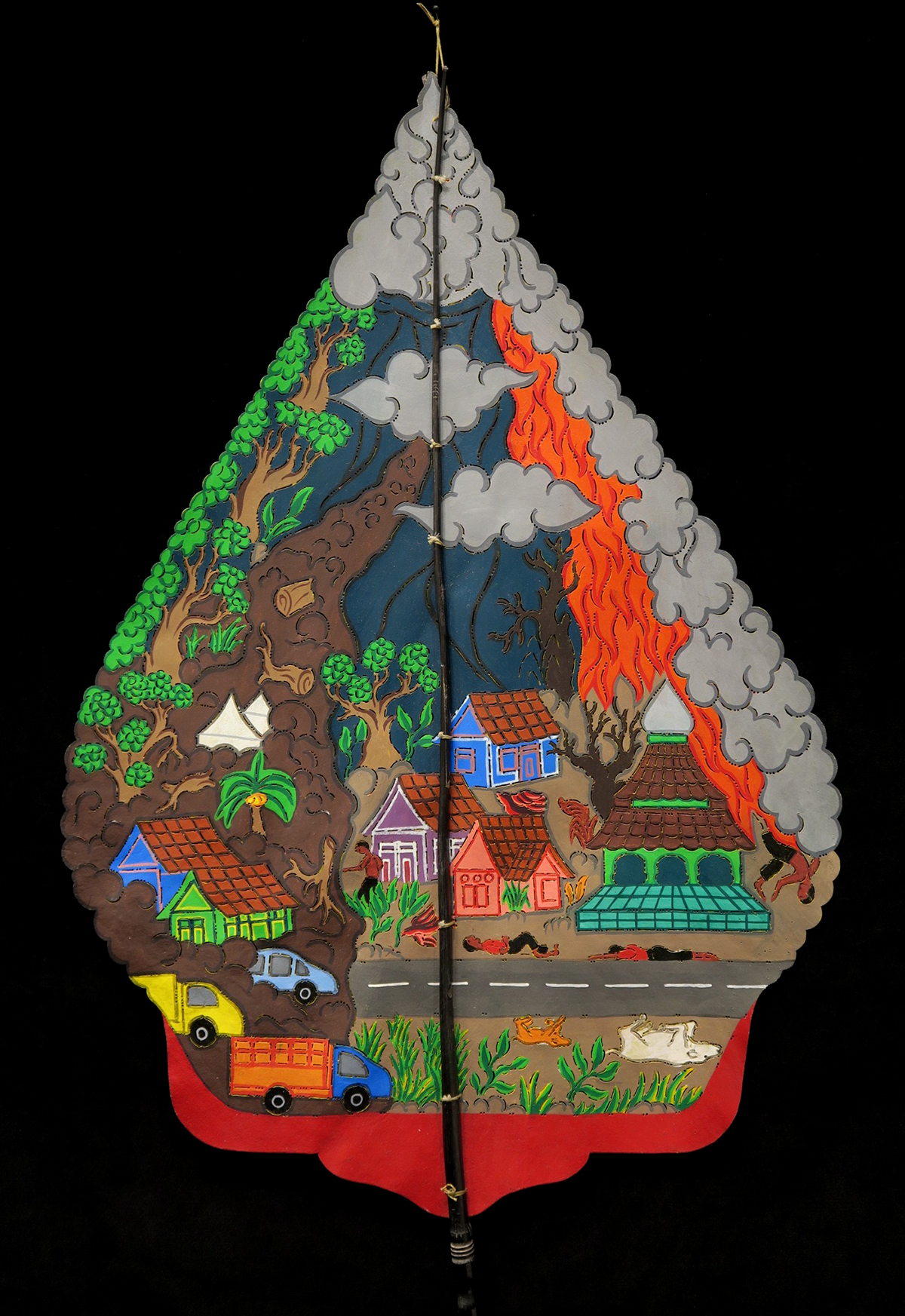 Eruption of Mt. Merapi Volcano "Kayon" - "Wayang Kulit" Javanese Shadow Puppet by Tri Suwarno