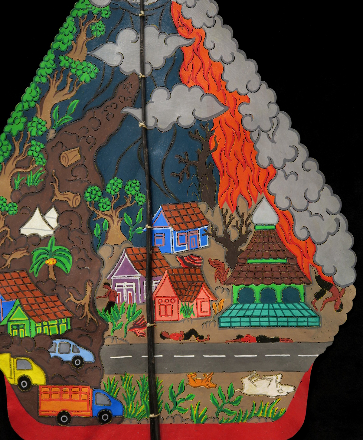 Eruption of Mt. Merapi Volcano "Kayon" - "Wayang Kulit" Javanese Shadow Puppet by Tri Suwarno