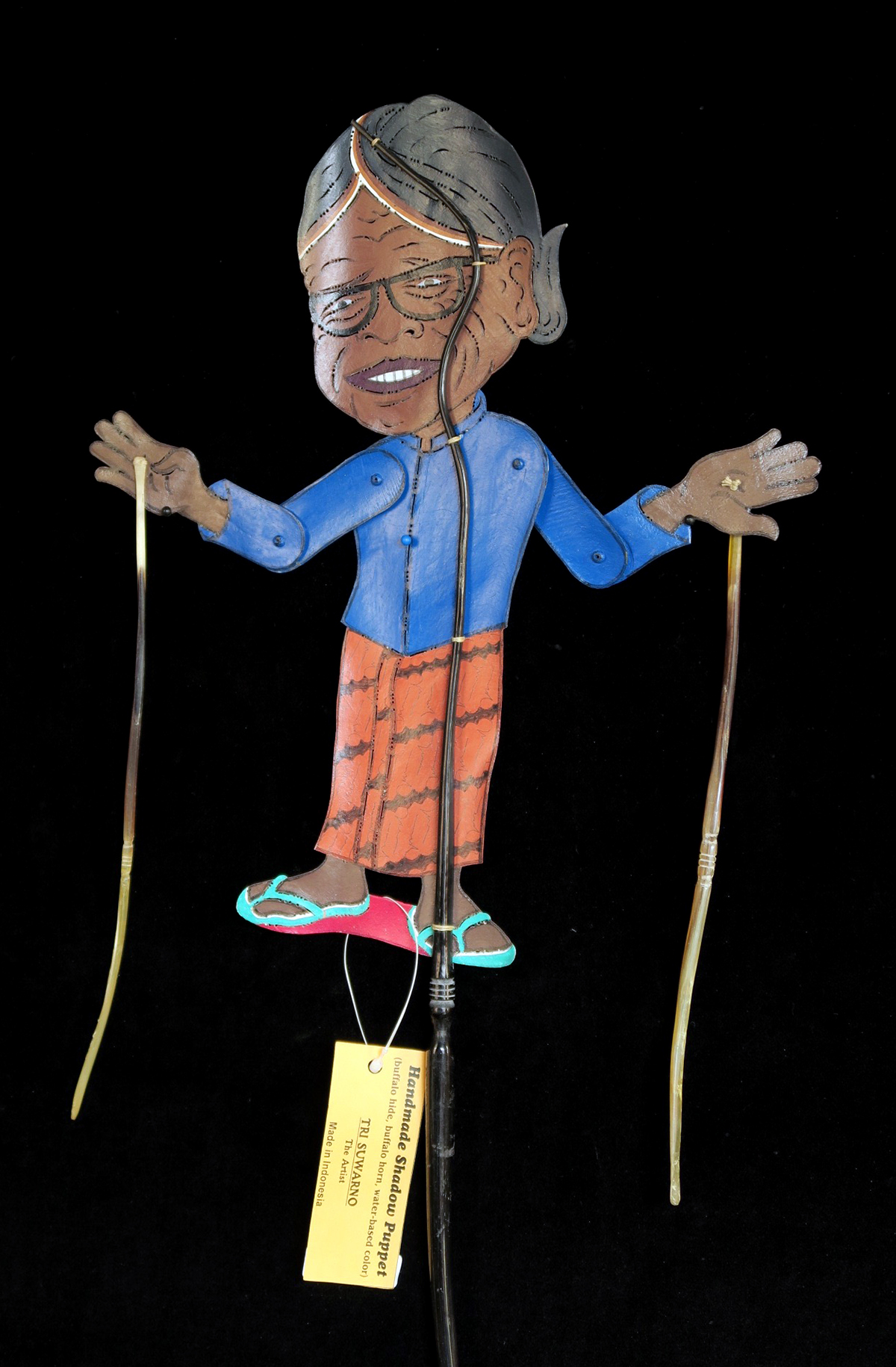 "Mbah Marijan" (The Volcano Keeper) "Wayang Kulit" Javanese Shadow Puppet by Tri Suwarno
