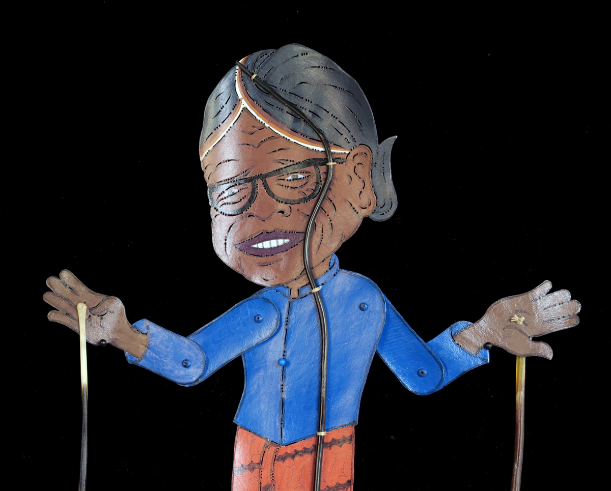"Mbah Marijan" (The Volcano Keeper) "Wayang Kulit" Javanese Shadow Puppet by Tri Suwarno