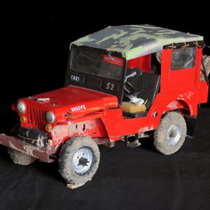 Red 1952 Willys Jeep Taxi Sculpture
