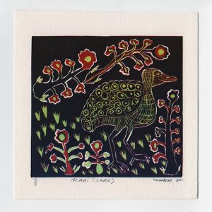 Ncari (Lark) linocut print