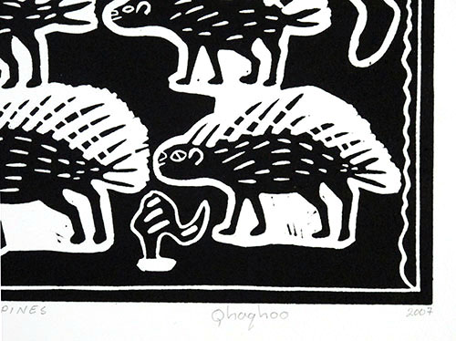 Porcupines - Linocut print