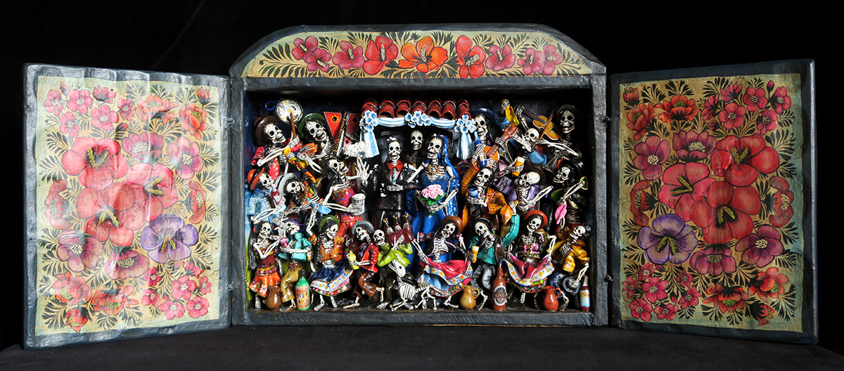 Boda de los Muertos (Skeleton Wedding) - Retablo