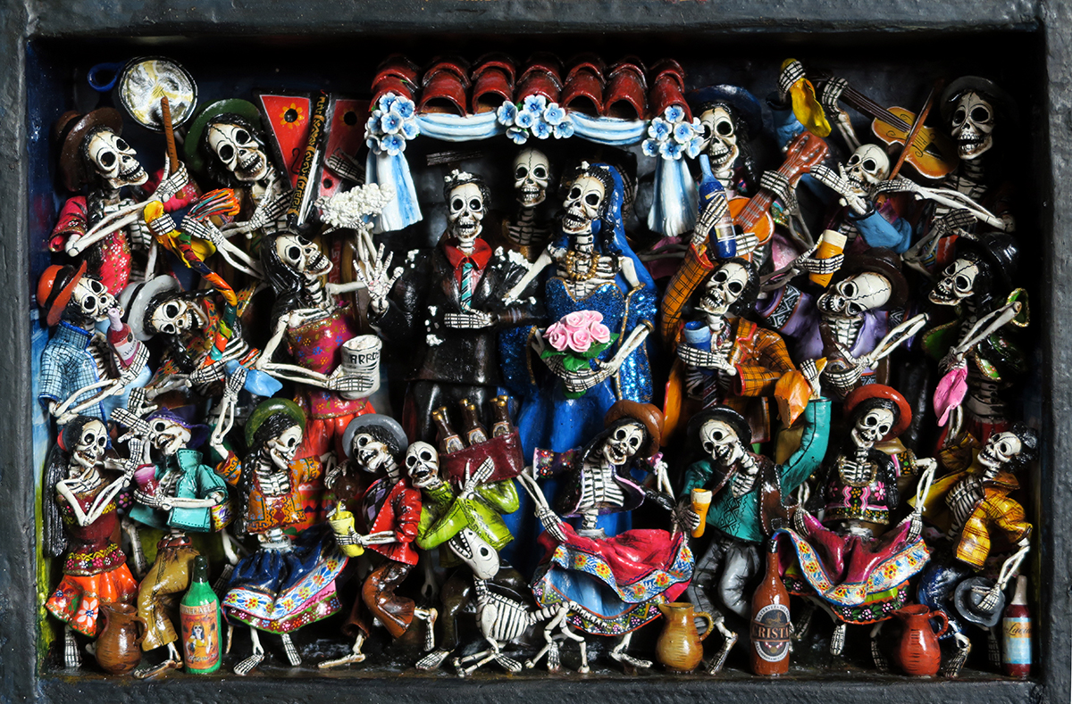 Boda de los Muertos (Skeleton Wedding) - Retablo