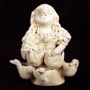 Vintage Figure of Woman with Bird Pots