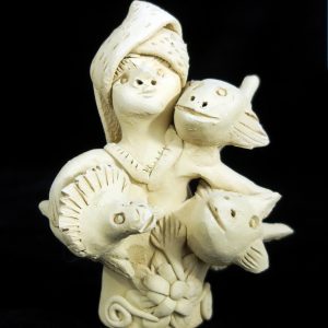 Vintage Figure of Woman with Fish Pots