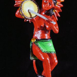 Diabla with a drum - retablo sculpture