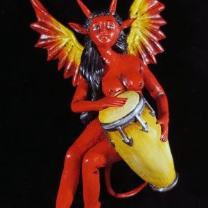 Diabla with a drum - retablo sculpture