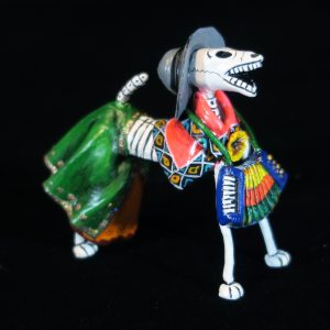 Calavera Dog Accordionist - Retablo Figure