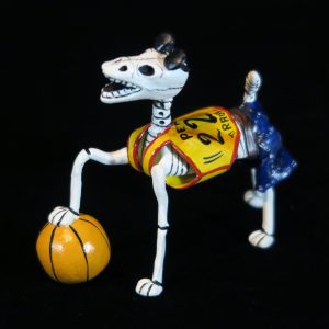 Calavera Basketball Dog - Retablo Figure