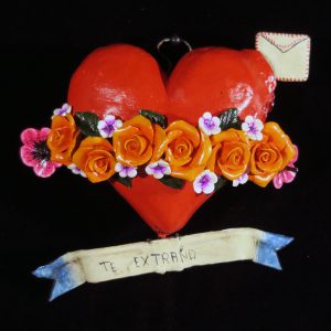 "Te Extrano" (I miss you) Retablo Heart Ornament