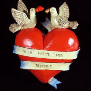 "Ni la muerte nos separara" (Until death do us part) Retablo Heart Ornament