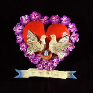 "Te Amo Amor Mio" (I love you my love) Retablo Heart Ornament
