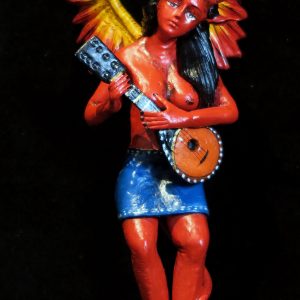 Diabla with mandolin - retablo sculpture