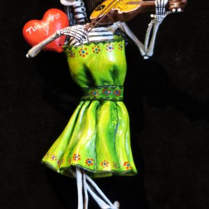 Calavera with Heart on her Sleeve - retablo figure