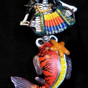 Sirena Calavera Accordionist - retablo figure