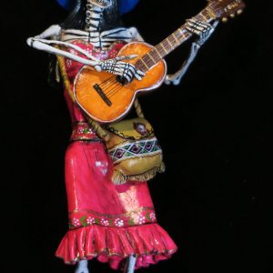 Calavera with Guitar - retablo figure