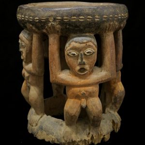 "Caryatid" - Bamum figurative wood stool.