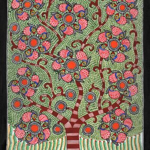 Red Birds in a Fruit Tree