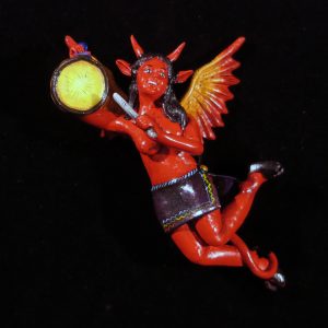 Diabla with a Drum - retablo sculpture