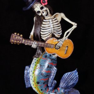 La Sirena Calavera con Guitarra - retablo figure