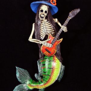 La Sirena Calavera with Guitar - Retablo Ornament