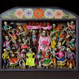 Boda de los Muertos (Skeleton Wedding - version 6) - Retablo