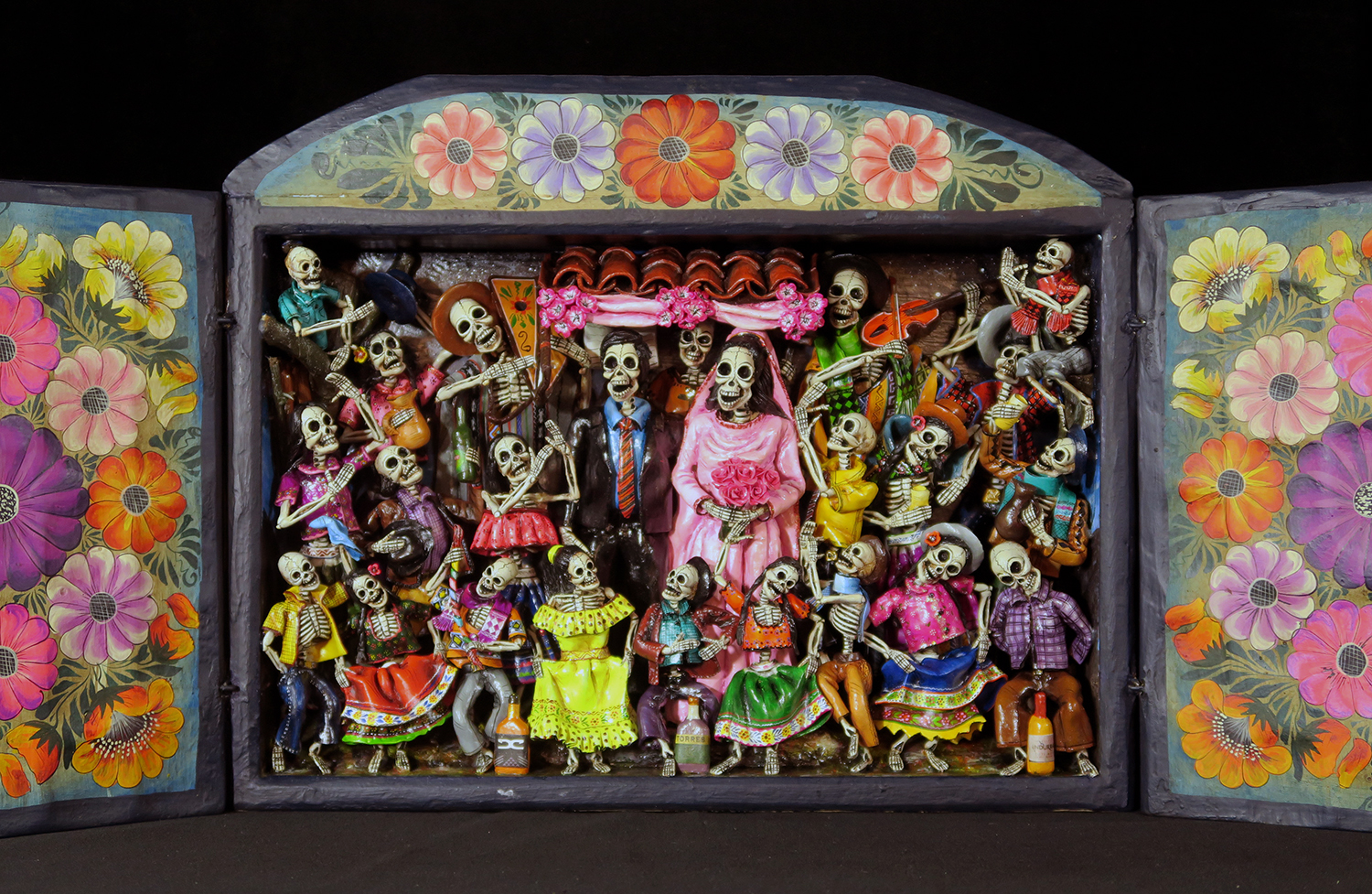 Boda de los Muertos (Skeleton Wedding - version 6) - Retablo