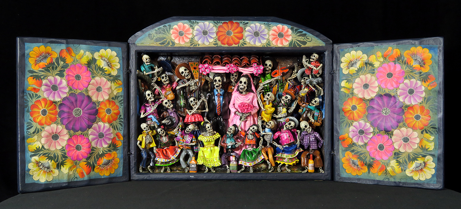Boda de los Muertos (Skeleton Wedding - version 6) - Retablo