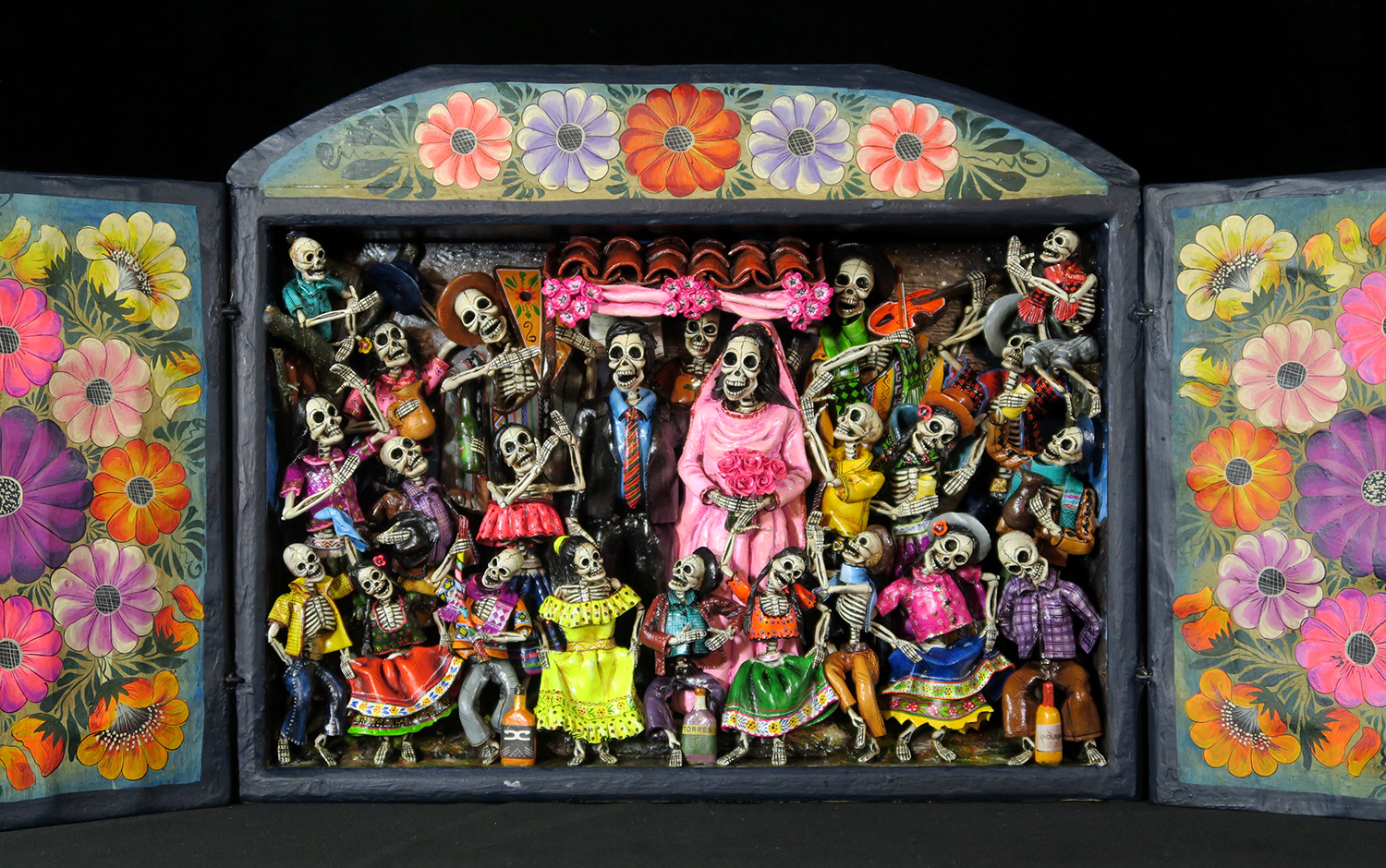 Boda de los Muertos (Skeleton Wedding - version 6) - Retablo