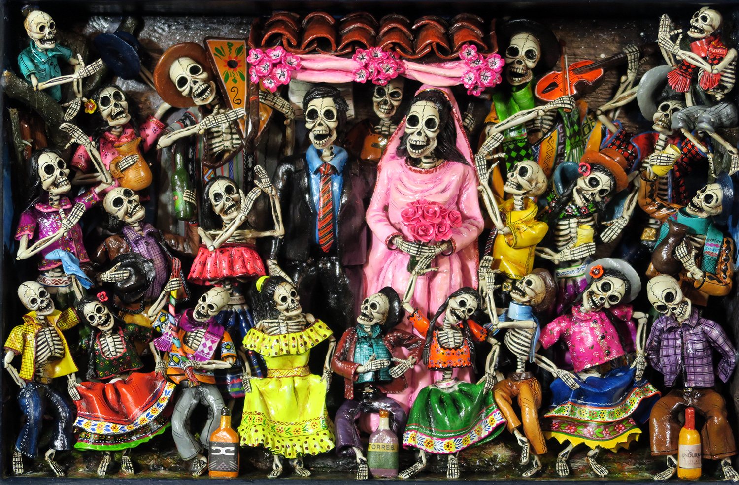 Boda de los Muertos (Skeleton Wedding - version 6) - Retablo