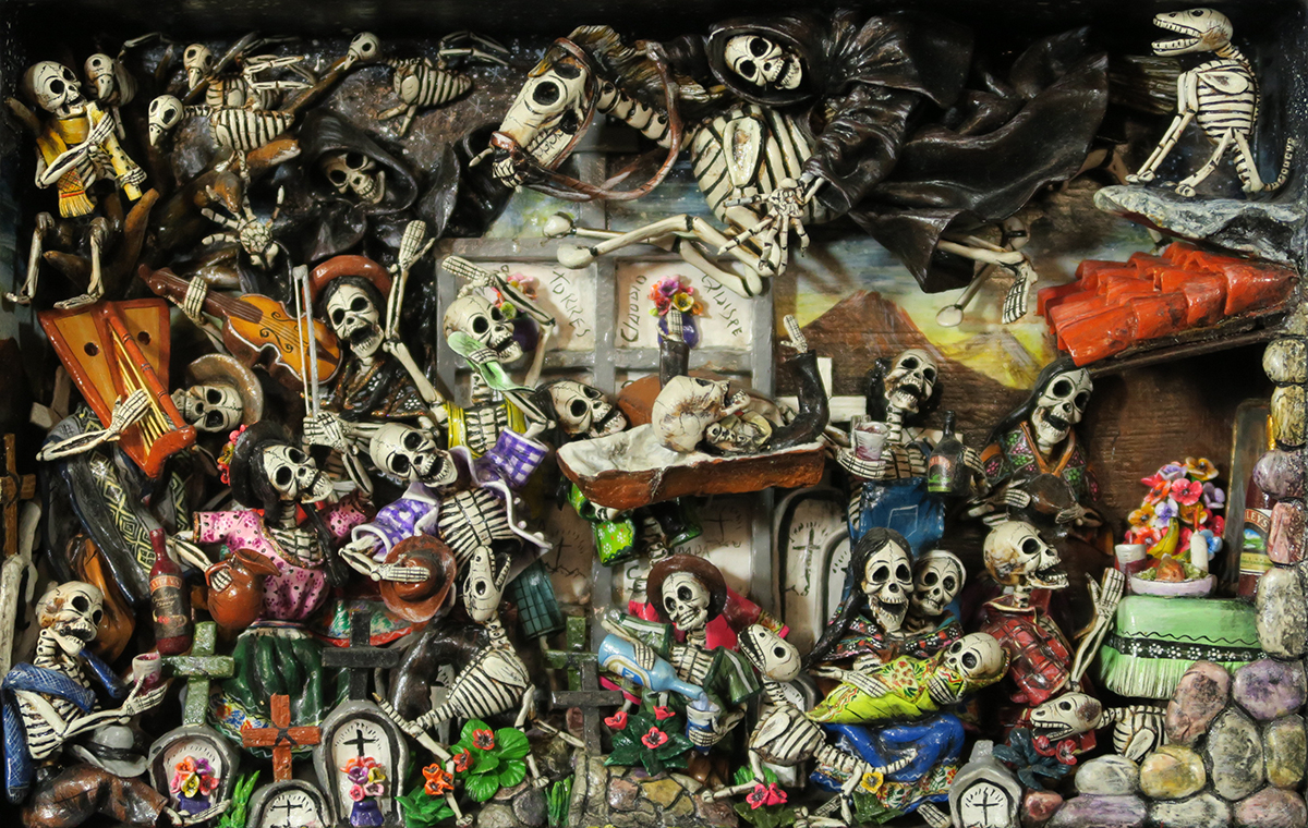 Party in the Cemetery - Day of the Dead Retablo (Version 18)