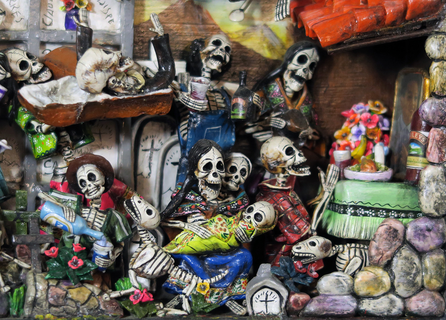 Party in the Cemetery - Day of the Dead Retablo (Version 18)