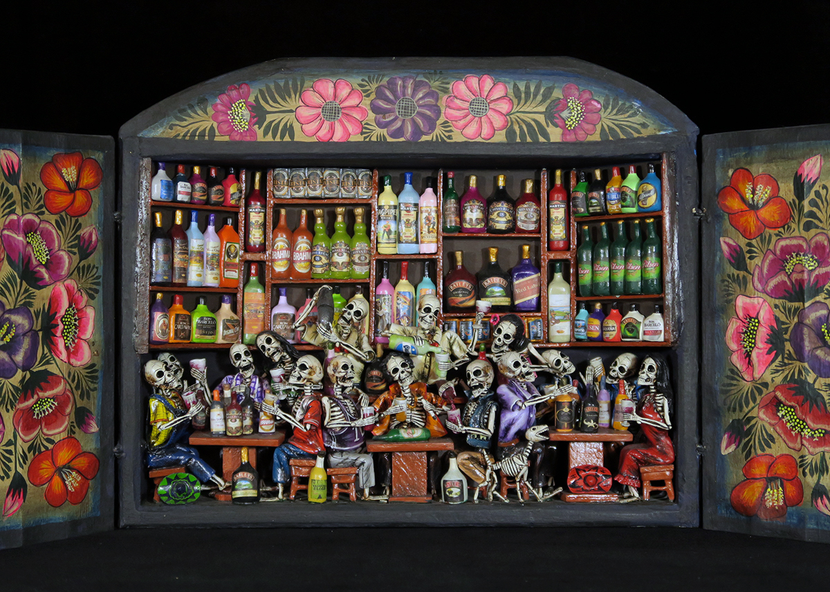 Cantina de los Muertos (Cantina of the Dead) Retablo (version 6)