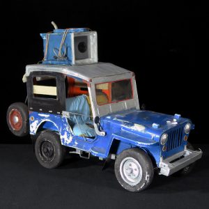 Blue Willys with a Load - Jeep Sculpture