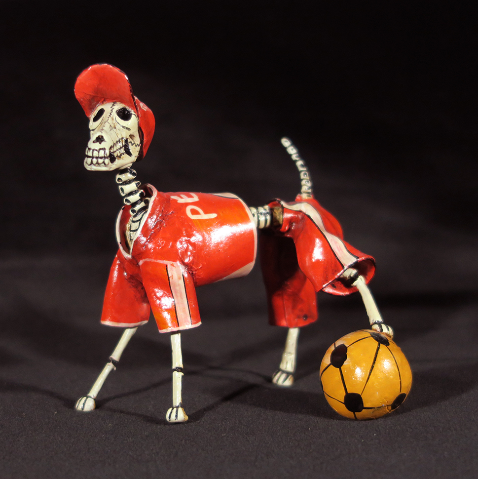 Calavera Dog Soccer Player - Retablo Figure