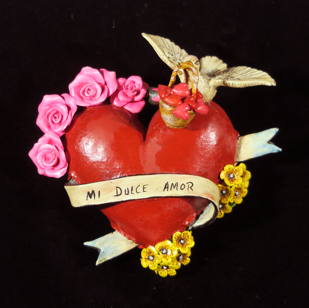 "Mi Dulce Amor" (My Sweet Love) Retablo Heart Ornament