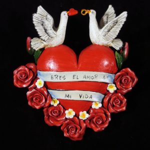 "Eres El Amor de Mi Vida" (you are the love of my life) Retablo heart ornament