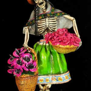 Calavera Flower-Seller - retablo figure